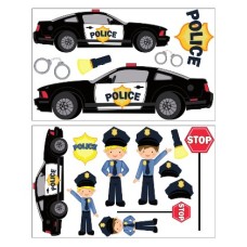 Polizei17Z set decor pe foaie de zahar cu masini de politie 29x20cm